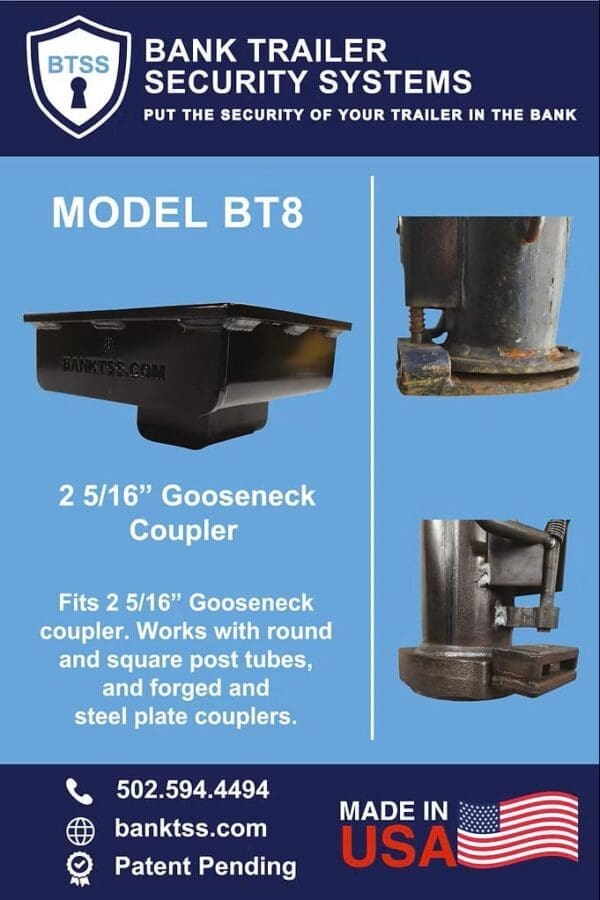 BT8 Gooseneck Coupler Lock Features