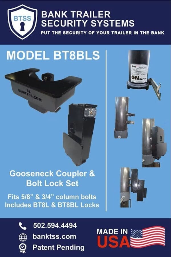 BT8BLS Gooseneck Auto Latch Coupler Lock Set Features