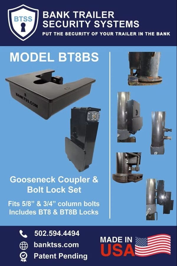 BT8BS Gooseneck Bolt Lock with BT8 Coupler Features