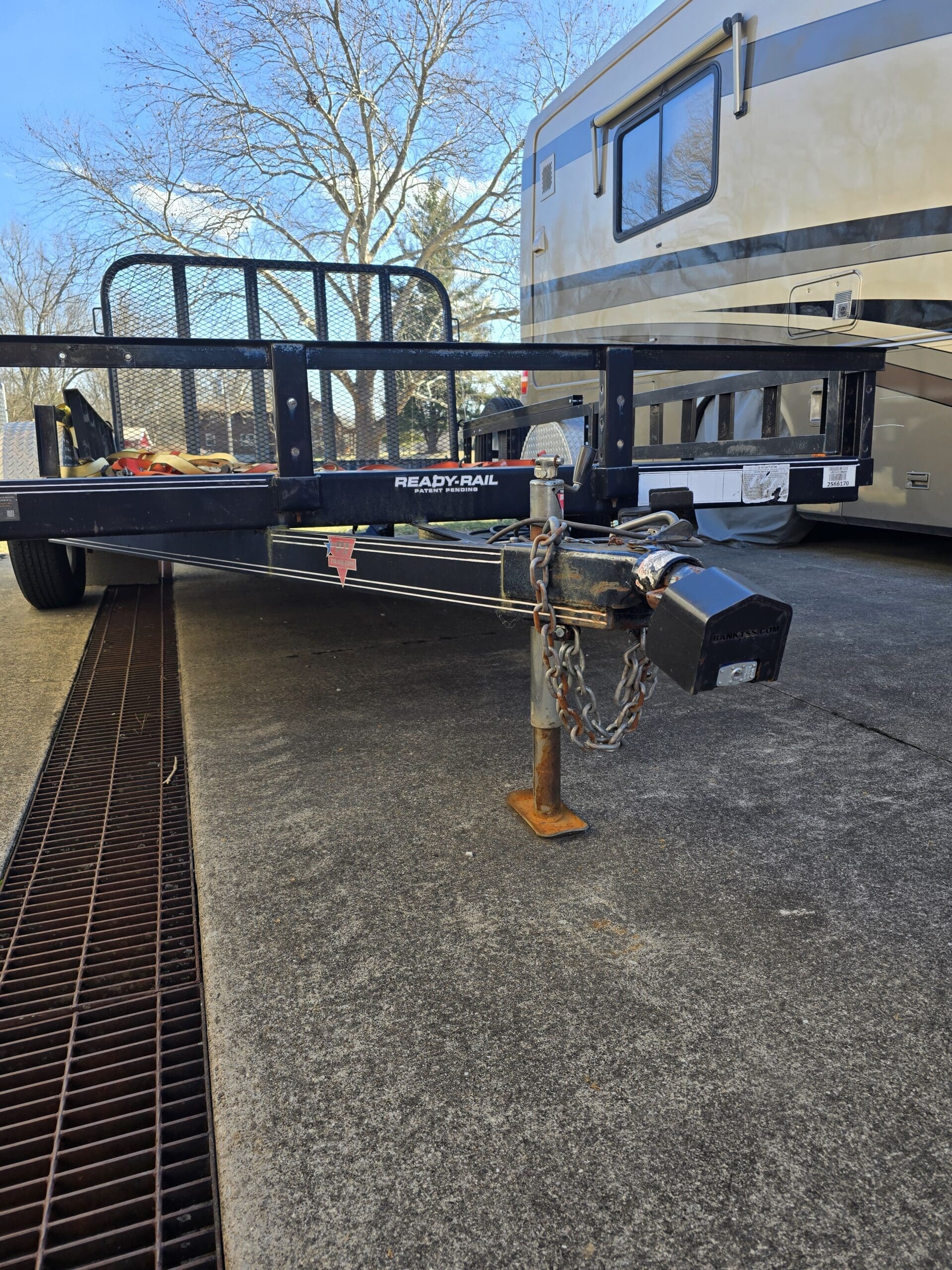 BT1 Coupler Lock attached to flatbed trailer